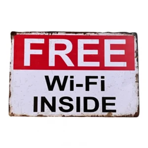 Free Wi-Fi Inside fém tábla