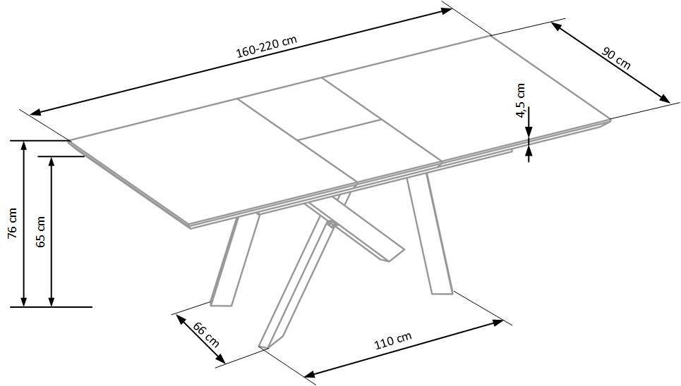 CAPITAL bővíthető étkezőasztal, téglalap alakú, szín: arany tölgy/fekete - Image 12