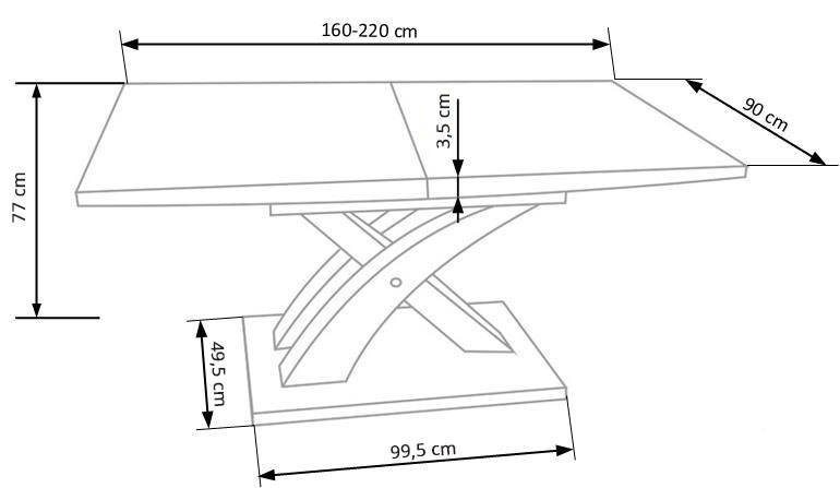SANDOR 3 bővíthető étkezőasztal, téglalap alakú, szín: arany tölgy/fekete - Image 2