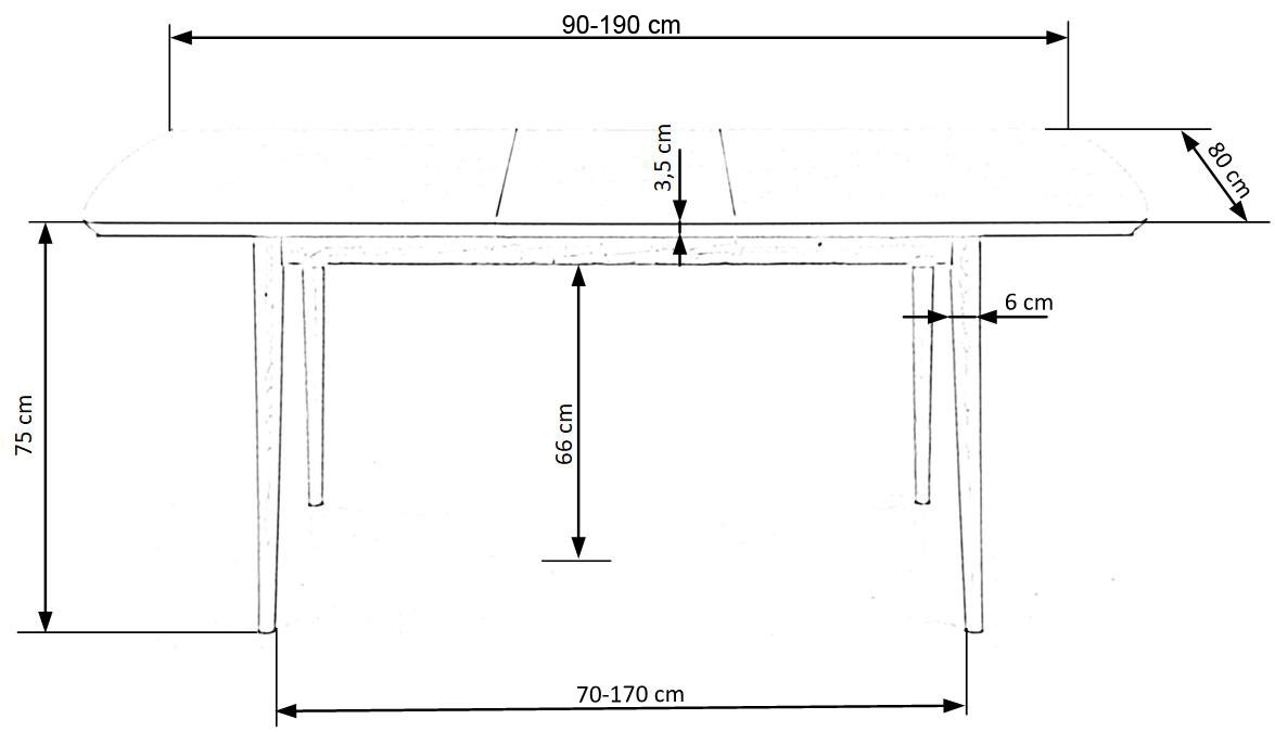 BARRET bővíthető étkezőasztal, téglalap alakú, szín: fehér/tölgy - Image 10