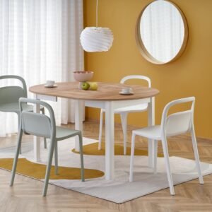 RINGO bővíthető étkezőasztal, kerek, szín: craft tölgy/fehér