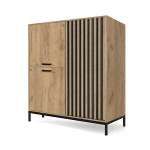 LAMINO KM-2 komód, szín: craft tölgy/fekete
