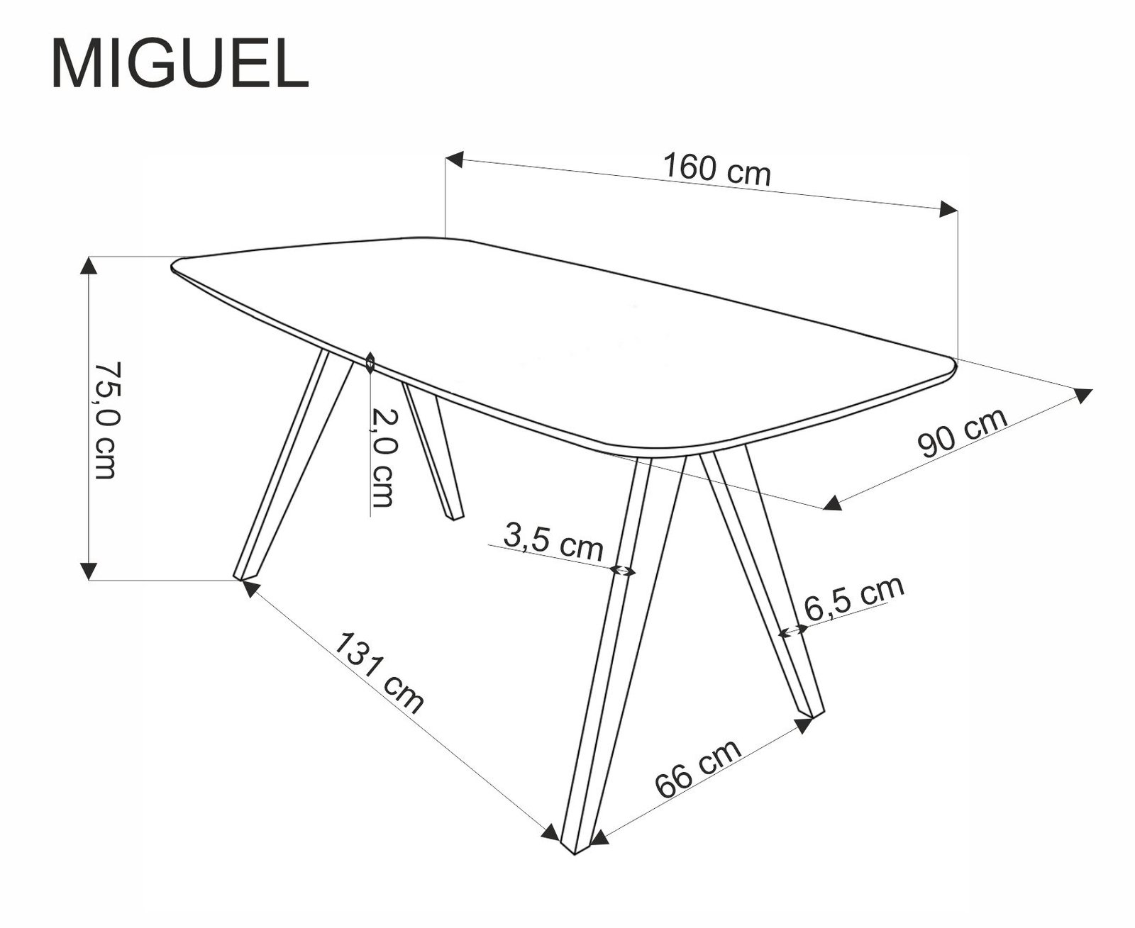 MIGUEL asztal, téglalap alakú, szín: dió - Image 9