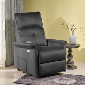 SEMIR 2 elektromos relax fotel, emelő- és masszázs funkcióval, szín: fekete